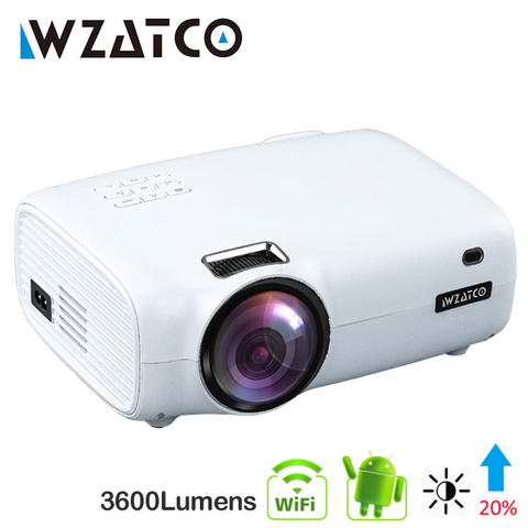 WZATCO E600 Android 10,0 Wifi умный портативный мини светодиодный проектор Поддержка Full HD 1080p 4K AC3 видео домашний кинотеатр проектор ► Фото 1/6
