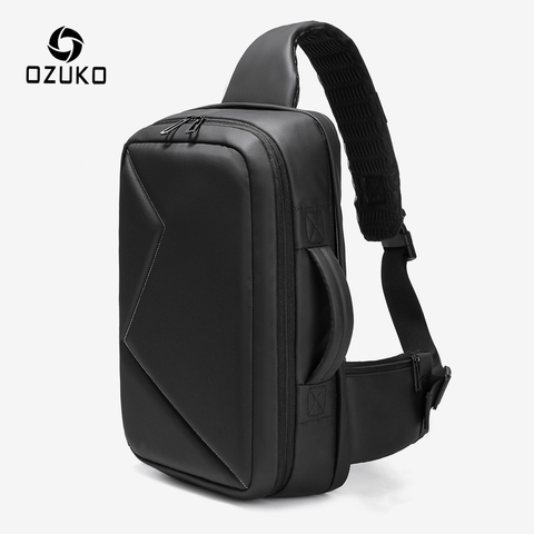 OZUKO мужская сумка через плечо с большой емкостью 12,5 дюймов для iPad, водонепроницаемая сумка через плечо, нагрудная сумка, деловые сумки на бре... ► Фото 1/6