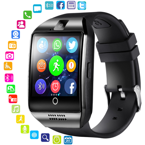 Смарт-часы с камерой Q18 Bluetooth Смарт-часы SIM TF слот для карты фитнес-трекер спортивные часы Android PK DZ09 часы ► Фото 1/6