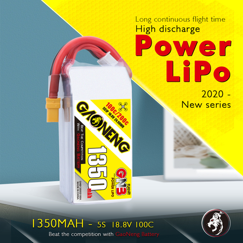 Новый Gaoneng GNB 1350MAH 18,8 V 100C/200C 5S Lipo аккумулятор Перезаряжаемый XT60 разъем для радиоуправляемых моделей Мультикоптер рамка Асса ► Фото 1/6