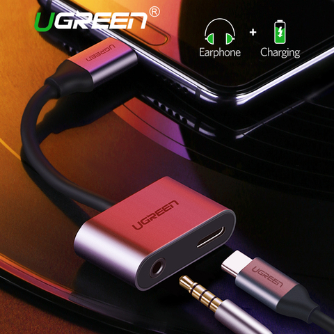 Адаптер для наушников UGREEN 2 в 1 с USB C на 3,5 мм, с быстрой зарядкой USB Type C на 3,5 мм, аудиокабель для Xiaomi ► Фото 1/6