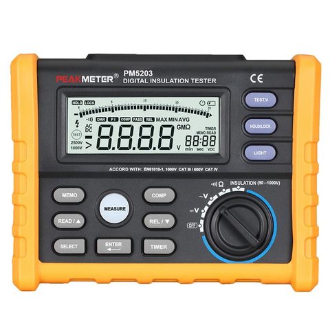 PEAKMETER MS5203 Цифровой тестер сопротивления изоляции Измеритель сопротивления изоляции Megaohm измеритель встряхивания 50-1000 Вольт Ом мультиметр ► Фото 1/6