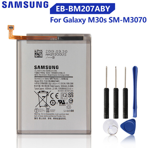 Оригинальный аккумулятор Samsung EB-BM207ABY для SAMSUNG Galaxy M30s SM-M3070 M3070 M21 M31 M215 Натуральная кожа телефон батареи 6000 мАч ► Фото 1/6