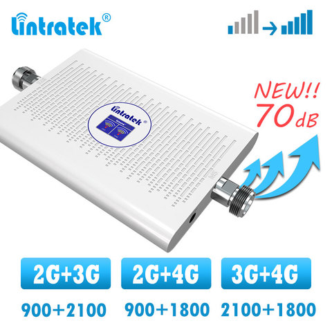 Lintratek 2g 3g 4g усилитель сигнала, двухдиапазонный сотовый ретранслятор GSM WCDMA 900 2100 1800 DCS LTE 4G усилитель сигнала ► Фото 1/6