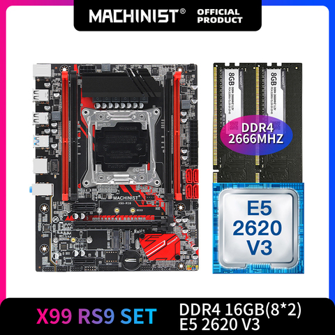 X99 материнская плата LGA 2011-3 комплекта комплект с Intel Ксеон E5 2620 V3 процессор DDR4 16 Гб (2*8 ГБ) 2666 МГц Оперативная память памяти M-ATX X99-RS9 ► Фото 1/6