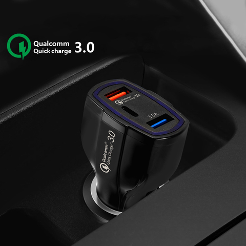 Автомобильное зарядное устройство Quick Charge 3,0, 5 В, а, быстрая зарядка QC3.0 Turbo, автомобильное зарядное устройство с двумя USB-портами, автомобильное зарядное устройство для SAMSUNG, XIAOMI ► Фото 1/6