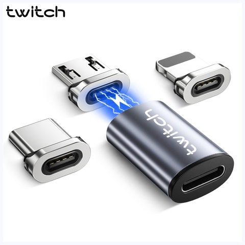 Магнитный адаптер Twitch Type C для iPhone, Samsung, Huawei, xiaomi, Type, C, женский, Micro Male, USB конвертер, магнитный разъем для USB-C ► Фото 1/6