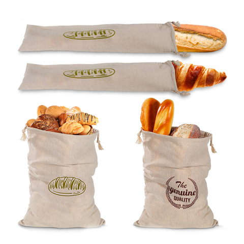 Льняные хлебные мешки, многоразовая сумка на шнурке для буханки, ручная сумка для хранения хлеба, льняные хлебные мешки для багета ► Фото 1/6