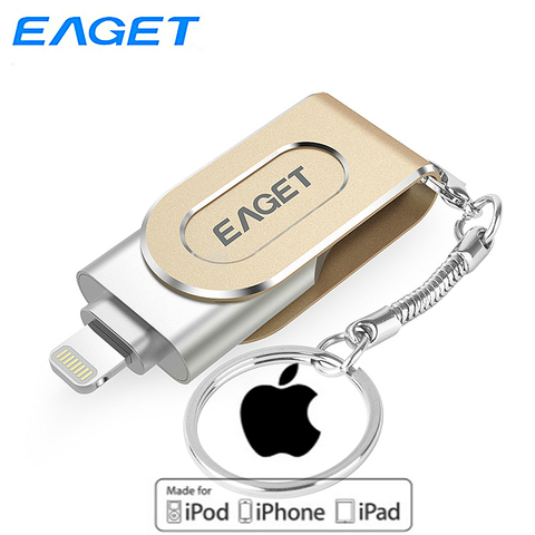Eaget Lightning®Apple, iPhone 4 ГБ, 64 ГБ, 4 Гб®Сертифицированный MFI флеш-накопитель OTG, USB-накопитель с памятью для iPhone, iPad, iPod I90 ► Фото 1/6