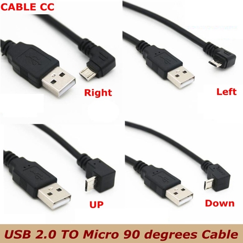 Вверх и вниз, влево и вправо Угловой 90 градусов USB Micro USB штекер к USB штекер, кабель для зарядки данных 25 см 50 см для планшета 5 м 1 м ► Фото 1/4