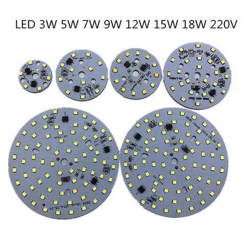 20 шт. SMD 2835 Светодиодные лампы PCB, приглушаемые встроенные смарт IC AC 220V Драйвер Белый ww 3W 5W 7W 9W 12W 15w 18w blubs потолочный светильник ► Фото 1/6