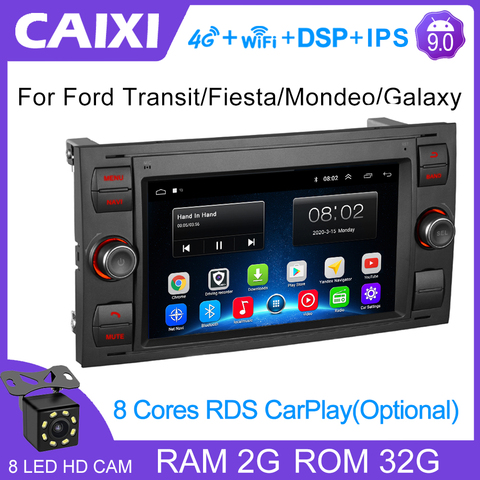 CAIXI 2 Din Android 9,0 Авторадио RDS автомобильное радио мультимедийный видеоплеер для Ford Focus 2 Mondeo S C Max Kuga Fiesta Fusion ► Фото 1/6
