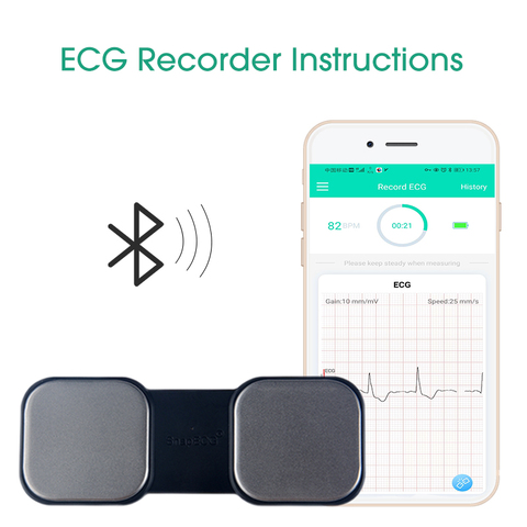 Ручной монитор сердца ECG для беспроводного сердца без металлических электродов, для домашнего использования, мониторинг EKG, ios, Android 30S-10H запи... ► Фото 1/6