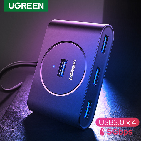 Ugreen 4-Порты и разъёмы USB 3,0 концентратор с высоким уровнем Скорость USB разветвитель для жестких дисков Тетрадь ПК Компьютерные аксессуары флэ... ► Фото 1/6