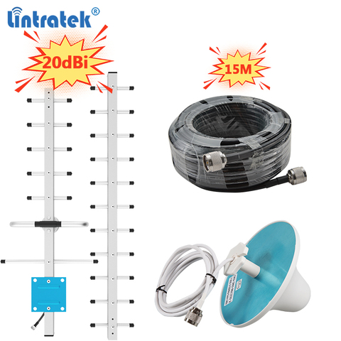 Lintratek GSM 2G 3G 4G Антенна Набор 20dBi внешняя антенна 18-units yagi антенна с высоким коэффициентом усиления 360 градусов внутренняя антенна + кабель 15 м ► Фото 1/6