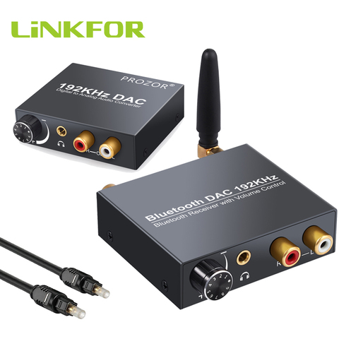 Цифро-аналоговый аудиоконвертер LiNKFOR 192 кГц с Bluetooth-приемником, беспроводной цифро-аналоговый аудиопреобразователь для Hi-Fi стерео аудио ... ► Фото 1/6