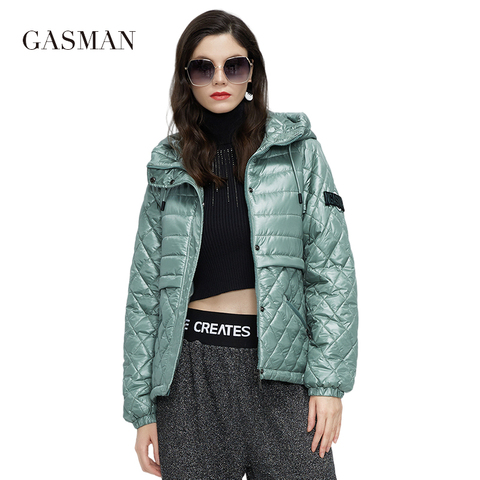 GASMAN 2022 Женская Весенняя куртка, модная повседневная короткая парка, тонкое хлопковое пальто с капюшоном, женские куртки, теплая верхняя одежда 21159 ► Фото 1/6