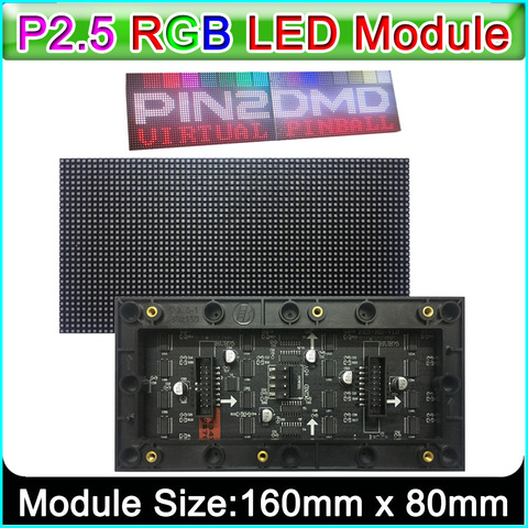 Комнатный полноцветный светодиодный дисплей P2.5 HUB75,160 мм x 80 мм, 64*32 пикселя, SMD RGB P2.5 светодиодная матрица, совместимая с PIN2DMD ► Фото 1/4