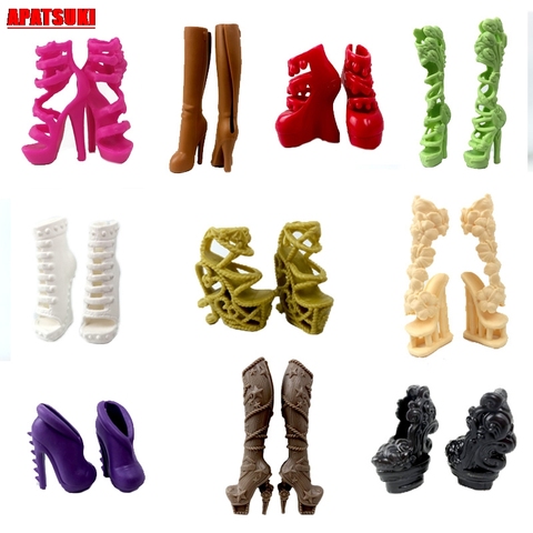 1 пара кукольной обуви для куклы Monster High, обувь на высоком каблуке, кукольные аксессуары, ботинки для 1/6 детской куклы, девочки играют в игрушк... ► Фото 1/6