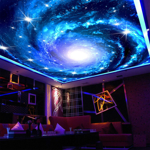 Пользовательские 3D фото обои галактика звезды потолок свечение искусство стены живопись гостиной спальни потолок Настенные обои 3D обои ► Фото 1/6