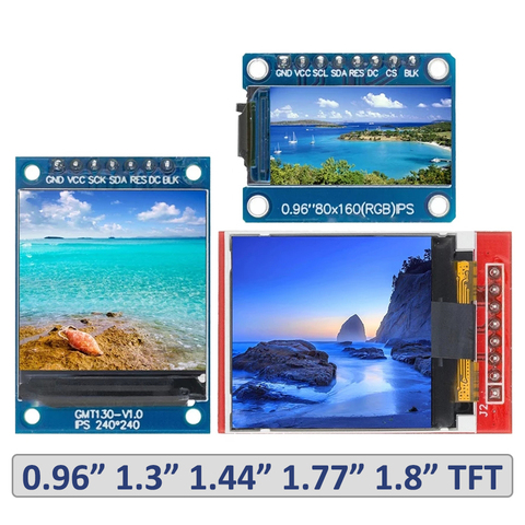 TFT-дисплей 0,96/1,3/1,44/1,77/1,8 дюймов IPS 7P SPI HD 65K полноцветный ЖК-модуль ST7735 Привод IC 80*160 (не OLED) для Arduino ► Фото 1/6