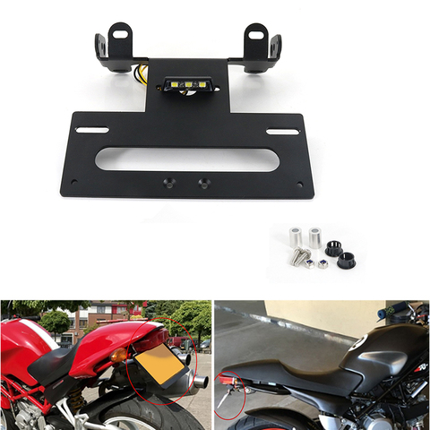 Подходит для поездок на мотоцикле Ducati Monster 400 620 695 750 800 900 1000 S2 S2r S4 S4r Номерного Знака Держатель Кронштейн задние аккуратные предохранительный нейтрализатор ► Фото 1/6