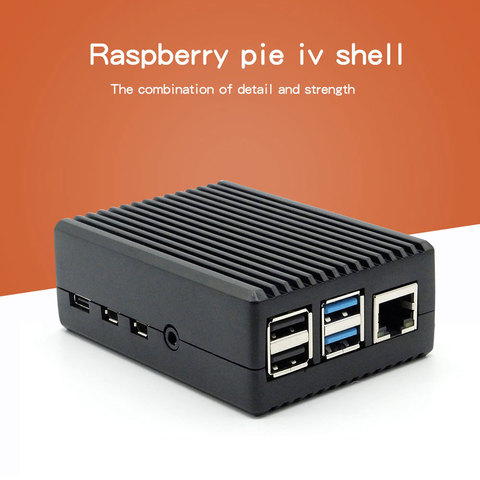 Чехол из алюминиевого сплава для Raspberry Pi 4 Model B, чехол с пассивным охлаждением, металлический корпус с отводом тепла для Pi 4, черный, темно-серы... ► Фото 1/6