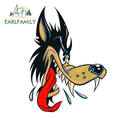 EARLFAMILY 13 см x 9,5 см забавная большая плохая наклейка Wolf виниловые наклейки на машину, Стайлинг автомобиля, наклейки на машину, бампер, окно, вод... ► Фото 1/4