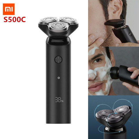Xiaomi Mijia S500C/S500 электробритва бритва для мужчин триммер для бороды перезаряжаемая 3D головка для сухого влажного бритья моющаяся двойная Blad ► Фото 1/6