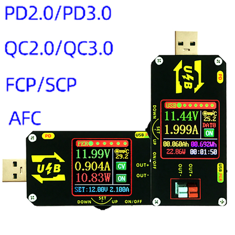QC3.0 тип-c USB Тестер DC 3-24 в цифровой вольтметр Амперметр понижающий повышающий преобразователь питания 5 в 12 В PD триггер зарядное устройство ► Фото 1/6
