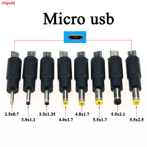 Micro USB штекер питания конвертер в 5,5x2,5 5,5*2,1 5,5*1,7 4,8*1,7 4,0*1,7 2,5*0,7 3,5*1,5 мм 5 В DC разъем адаптера ► Фото 1/2