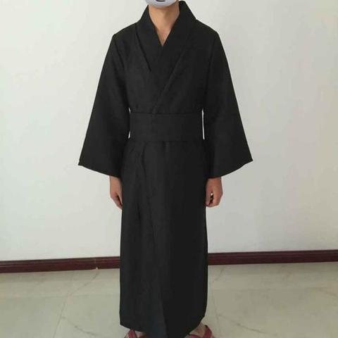 Классическая черная одежда самурая, мужское дышащее нижнее белье, кимоно, халат, традиционный японский косплей, домашняя юката, Пижама, хала... ► Фото 1/5