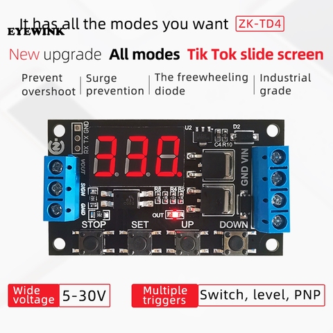 ZK-TD4 электромагнитный клапан MOS переключатель цикл запуска модуль задержки синхронизации управления 5v12v24v ► Фото 1/5