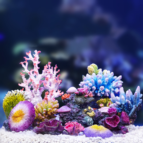 Украшение для аквариума из искусственного кораллового полимера, украшение для аквариума из кораллового рифа, украшение для аквариума с изображением цветов кораллового цвета, фон для фотосъемки с изображением коралловых рифов ► Фото 1/6