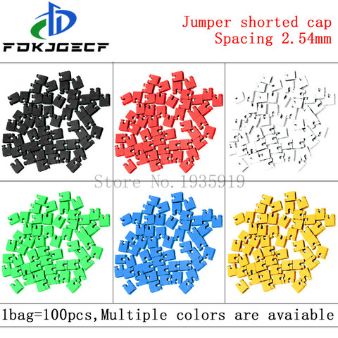 100 шт Красочные Стандартный шаг джемпер короткое замыкание колпачок и Проводные клеммы и 2,54 мм цвета: черный, желтый, Белый и зеленый цвета к... ► Фото 1/2