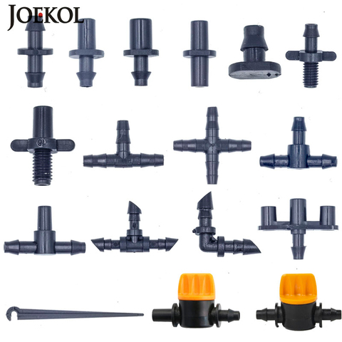 Соединители для садового орошения, зубчатый одинарный двойной тройник, колено, капельная стрелка, поперечная муфта, поливочный фитинг для шланга 3/5 4/7 мм ► Фото 1/6