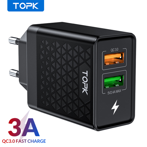 Зарядное устройство TOPK сетевое с USB-портом и поддержкой быстрой зарядки, 28 Вт ► Фото 1/6