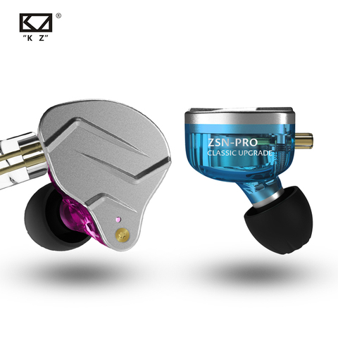 Наушники-вкладыши KZ ZSN Pro 1BA + 1DD, гибридная технология, Hi-Fi басовые металлические наушники, спортивные наушники с шумоподавлением, Bluetooth кабел... ► Фото 1/6