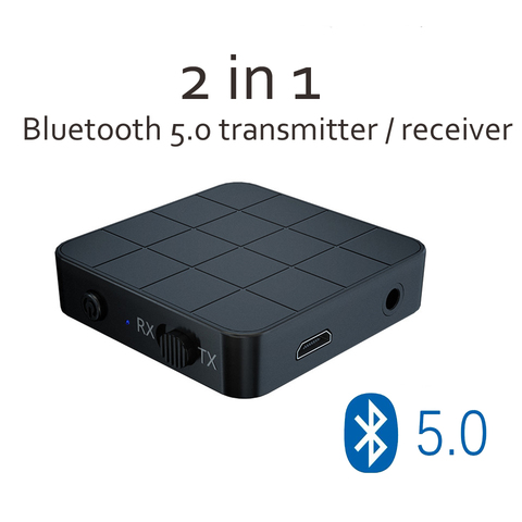 Беспроводной адаптер KN321 2 в 1, Bluetooth 5,0, аудио передатчик, приемник 3,5 мм, стерео аудио ключ для ТВ, автомобиля, дома, колонки ► Фото 1/6
