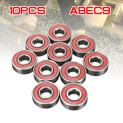 10x ABEC-9 608 2RS, роликовый подшипник для роликовых коньков, 8x22x7 мм, подшипник вала, антикоррозийное колесо для скейтборда, красное герметичное ► Фото 1/6