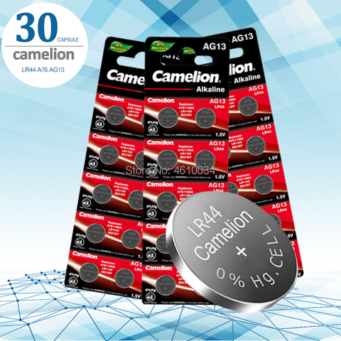 Camelion 30 шт. 1,5 в 357A SR44 100% оригинальный кнопочный элемент батареи lr44 литиевые монетные батареи A76 AG13 G13A LR44 LR1154 ► Фото 1/4