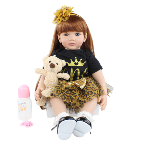 Силиконовая кукла-реборн для девочек, виниловая кукла принцессы, реалистичное тело, наряд для малышей, подарок на день рождения, 60 см, 24 дюйма ► Фото 1/5