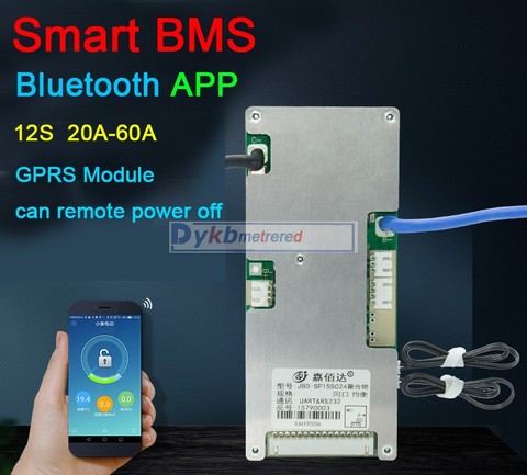 Защитная плата DYKB smart BMS 12S 60A-20A Lifepo4 для литиевых батарей, пульт дистанционного управления GPRS, Bluetooth, программное обеспечение UART 3,2 в ► Фото 1/6