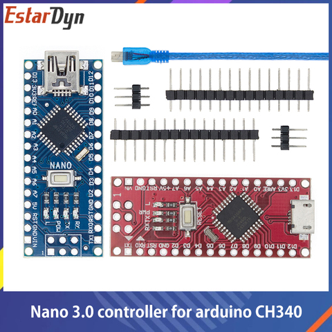 Совместимый контроллер Nano v3.0 для Arduino, с загрузчиком, USB-драйвером CH340, 16 МГц, ATMEGA328P/168P ► Фото 1/6