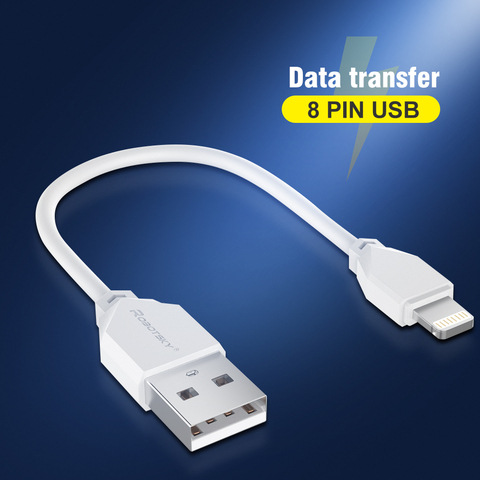 Портативный USB-кабель для передачи данных, 16 см, от USB A до 8 Pin, 2A, быстрая зарядка, безопасный зарядный кабель для телефона из ТПЭ, короткий Шнур для iPhone 11 X XS ► Фото 1/6