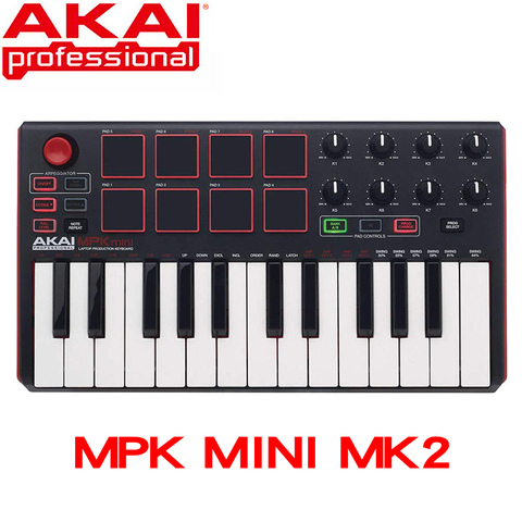 Akai Профессиональный MPK Mini MK2 MKII - 25 ключ, ультра портативный USB MIDI барабан pad и клавиатура контроллер ► Фото 1/6