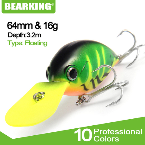 Perfect Bearking fishing tackle professional Hot fishing lures, crank 64mm/16g,dive 3.2m,different colors,hard baits ► Фото 1/6