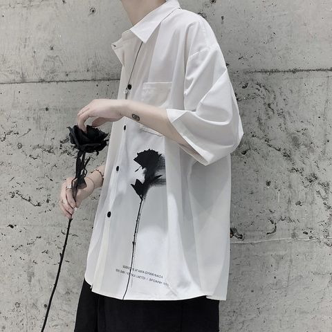 Мужская рубашка с короткими рукавами, свободная гавайская рубашка с французскими манжетами, модная рубашка, для лета, 2022 ► Фото 1/5