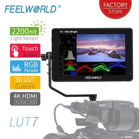 FEELWORLD LUT7 сенсорный экран 2200 нит 3D LUT DSLR монитор 4K HDMI 7 дюймов Full HD 1920x1200 IPS дисплей полевой монитор для камеры ► Фото 1/6