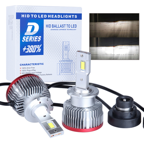 2 шт. D2S D3S Plug And Play светодиодный лампочка Замена оригинальной HID D1S D2R D4S D4R D5S D8S встроенный Canbus светодиодный фар 6000 К 15000LM ► Фото 1/6